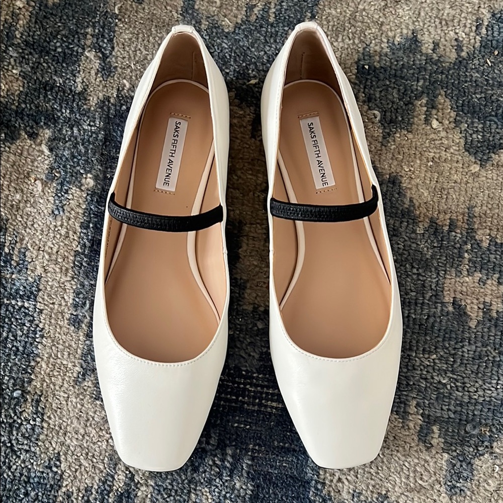 Saks Fifth Avenue Women's White Flats